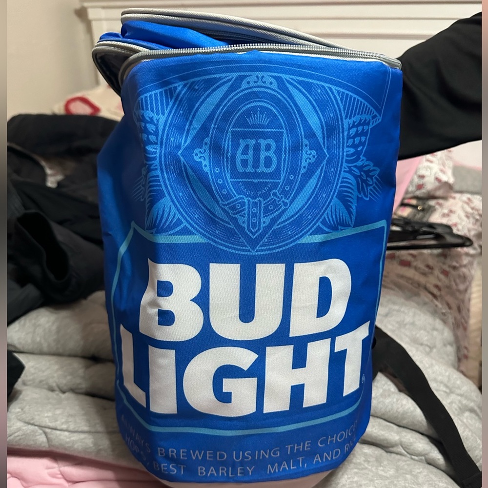 Bud light cooler backpack with speaker